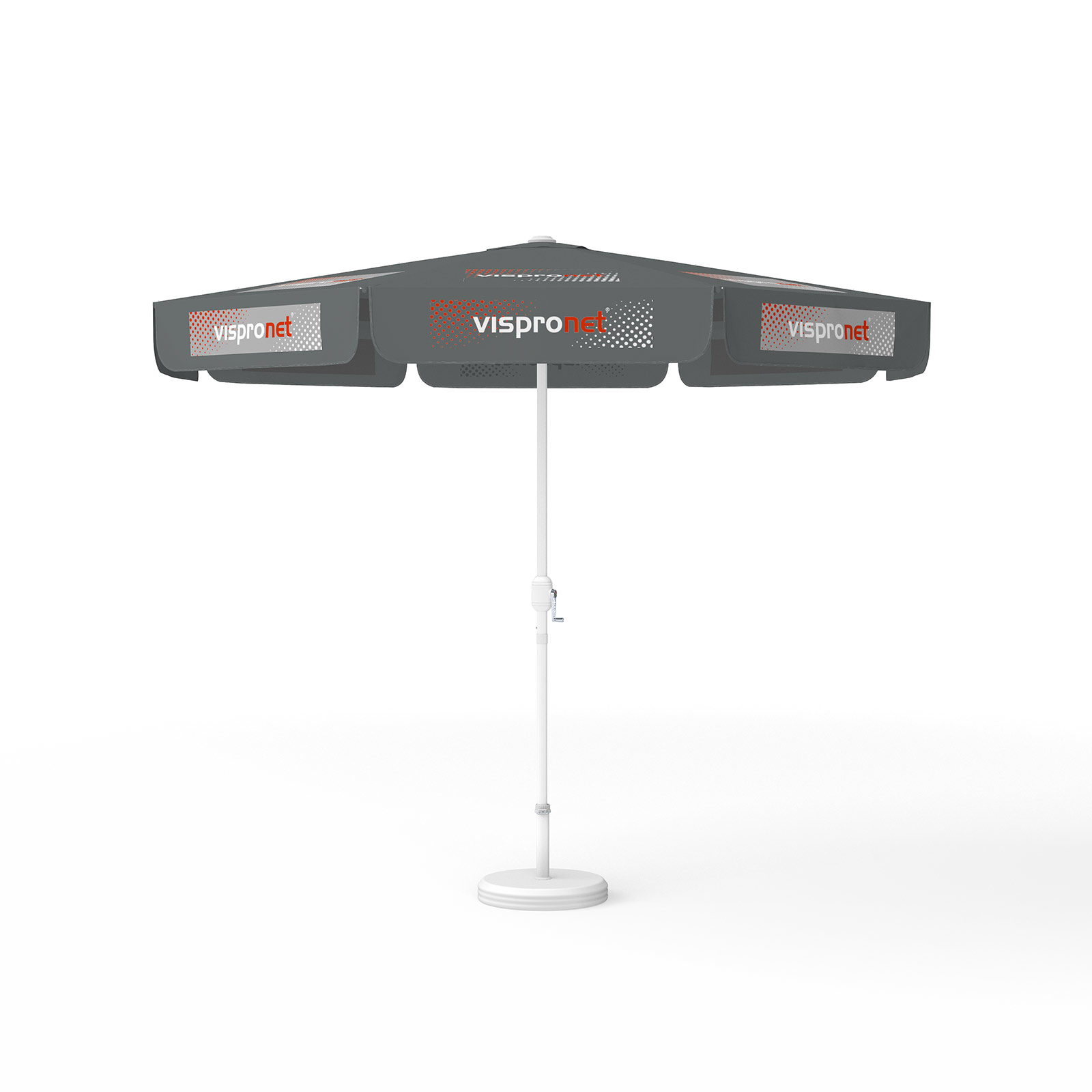 Parasol avec impression de logo, ø 300 cm, 8 segments imprimés en alternance avec 2 motifs