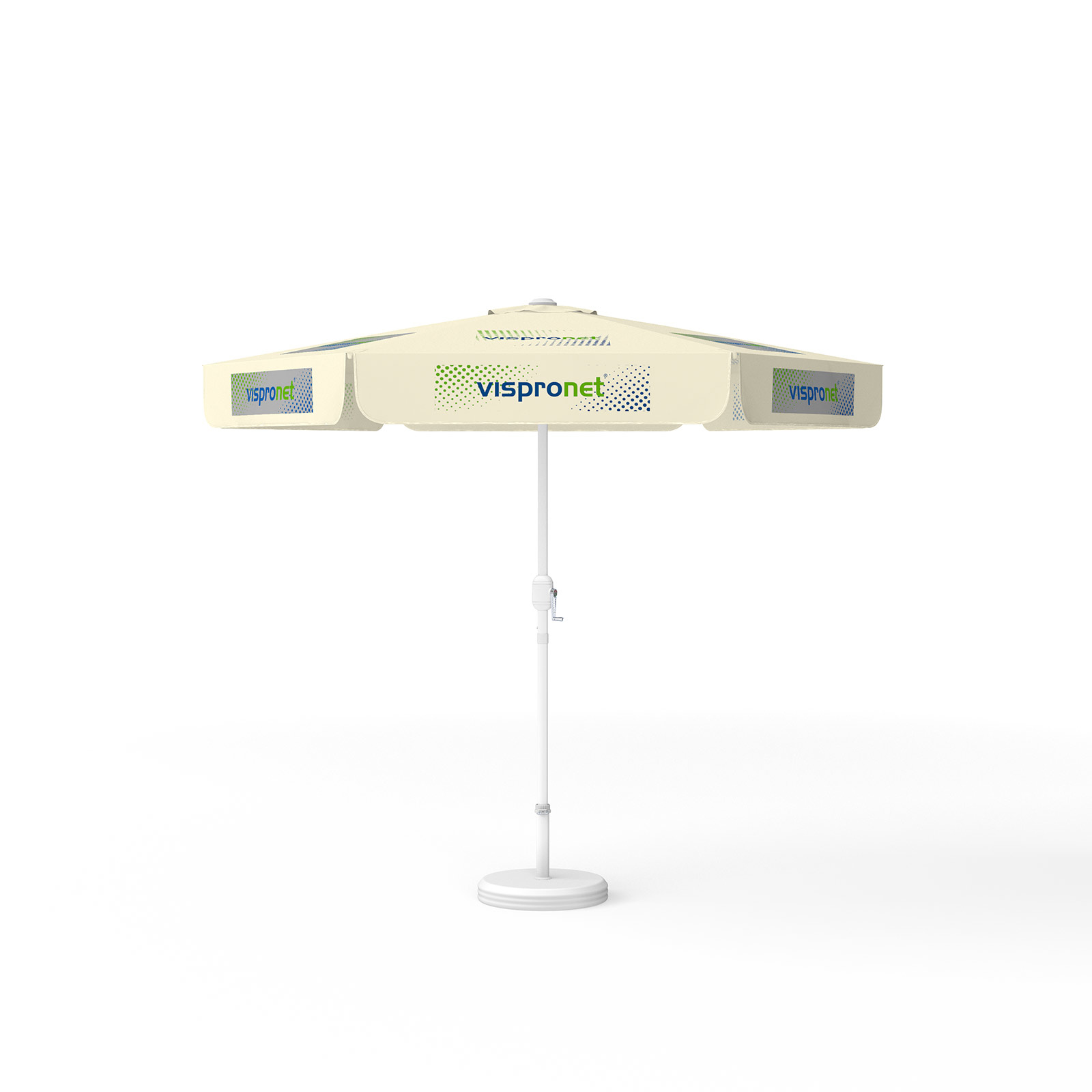 Parasol avec impression de logo, ø 250 cm, 6 segments imprimés en alternance avec 2 motifs
