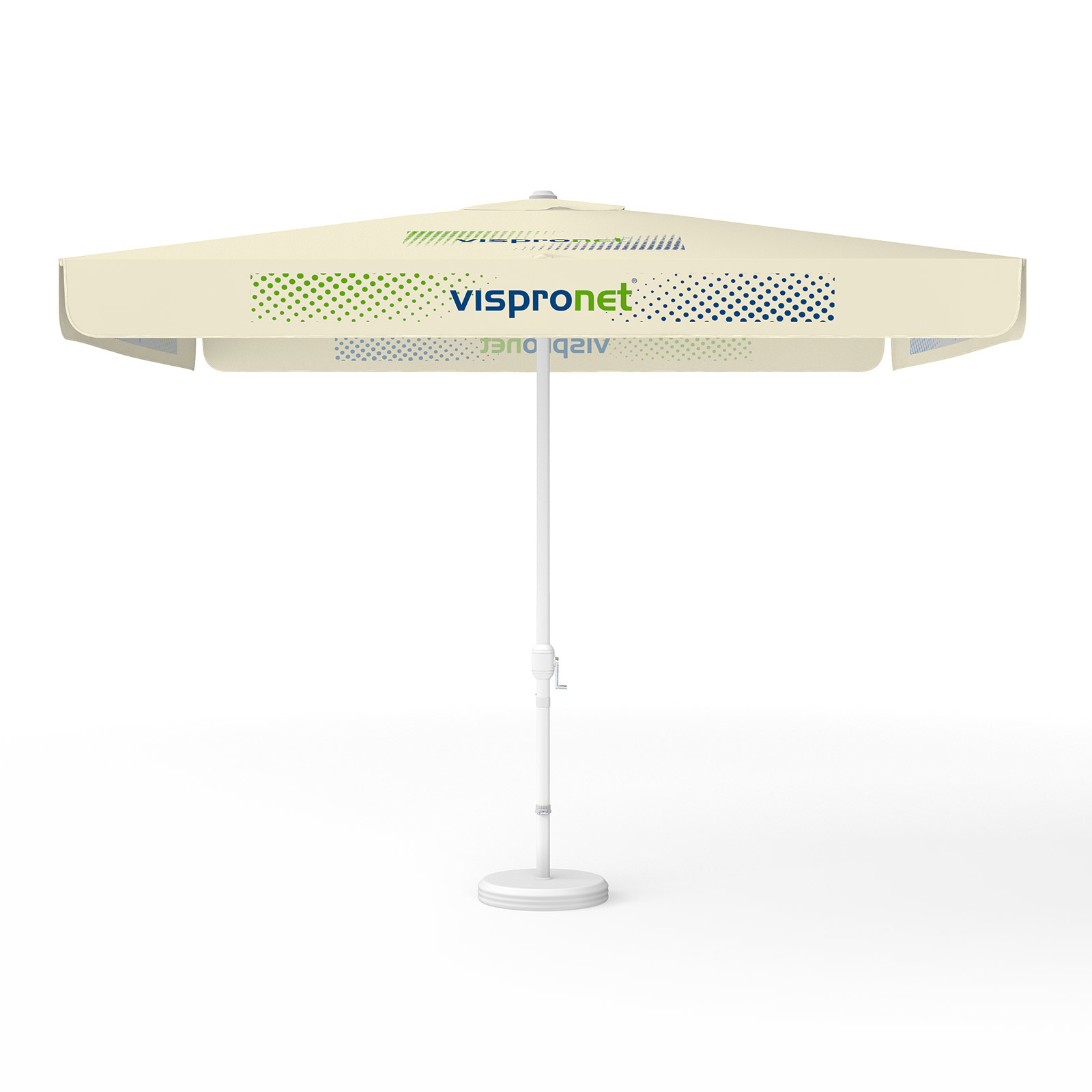 Parasol avec impression de logo, 300 x 300 cm, 4 segments imprimés en alternance avec 2 motifs