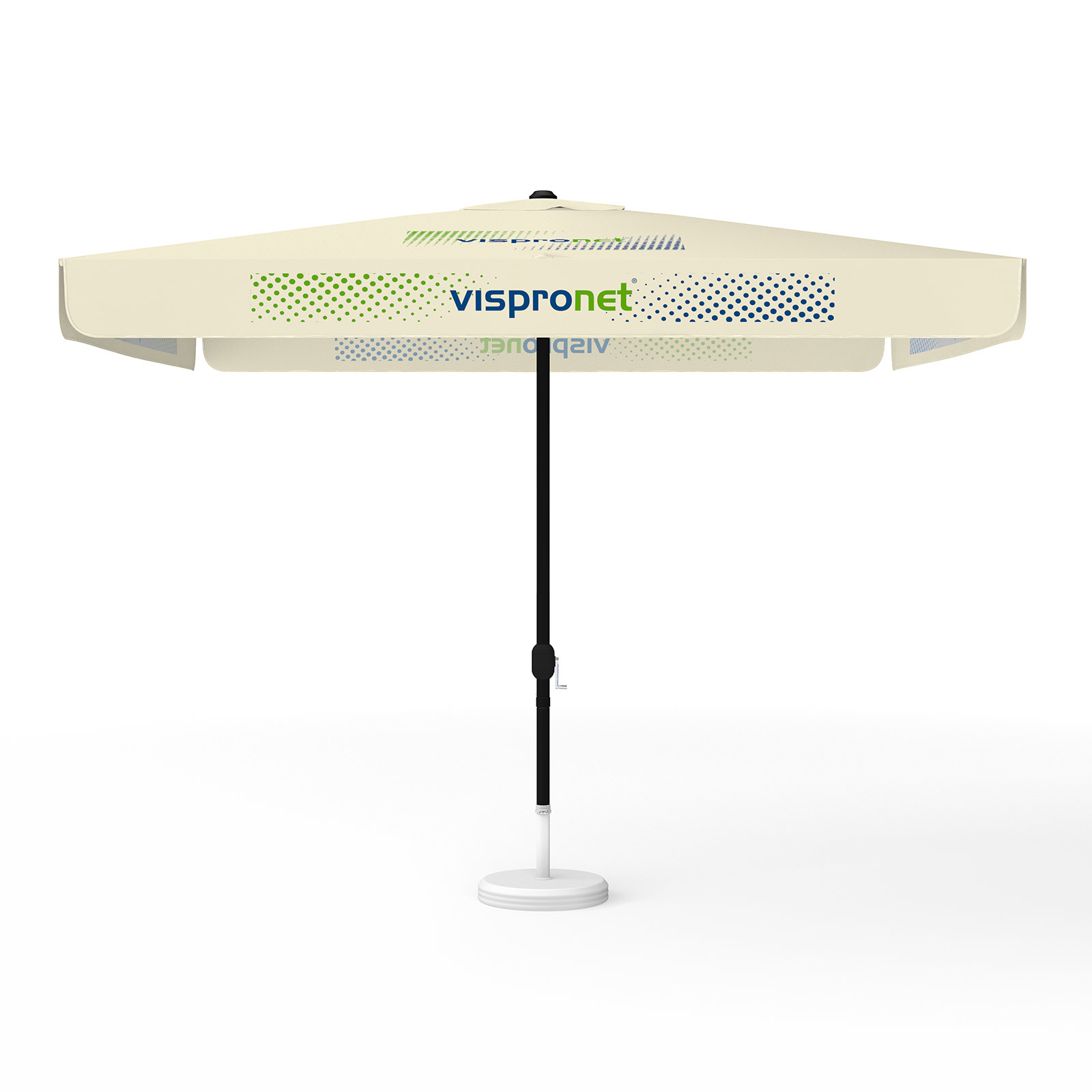 Parasol avec impression de logo, 300 x 300 cm, 4 segments imprimés en alternance avec 2 motifs