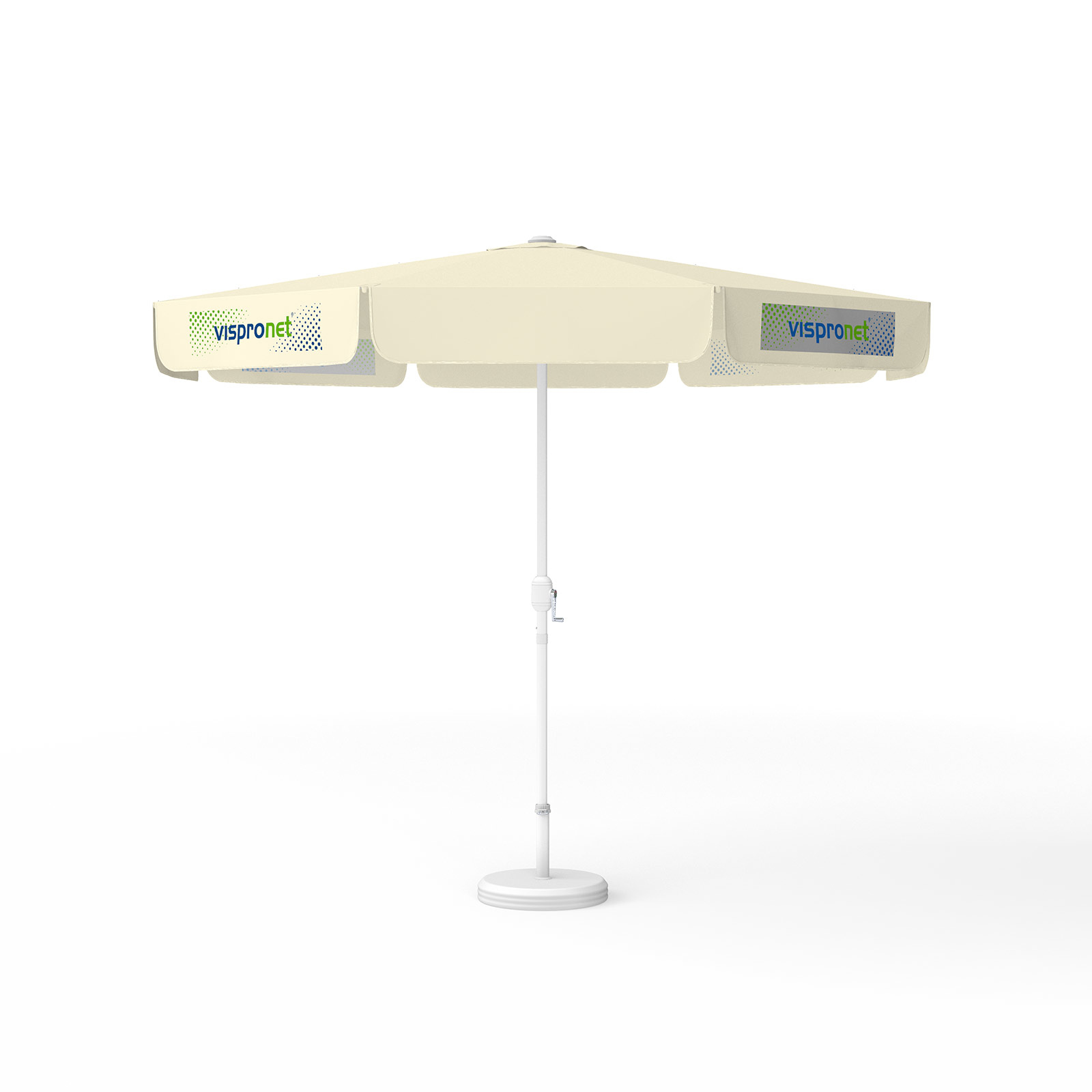 Parasol avec impression de logo, ø 300 cm, 4 volants imprimés en alternance avec 2 motifs