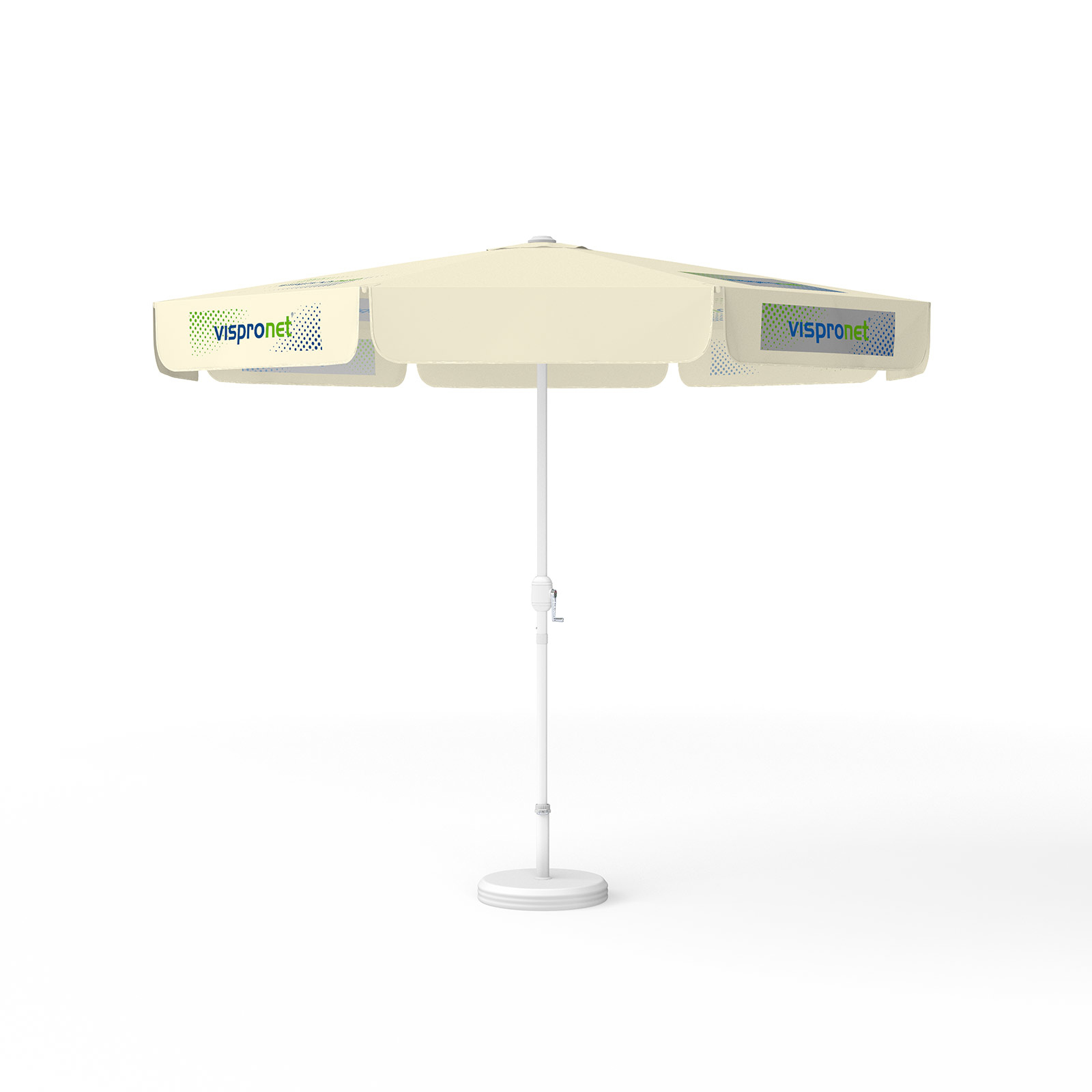 Parasol avec impression de logo, ø 300 cm, 4 segments imprimés en alternance avec 2 motifs