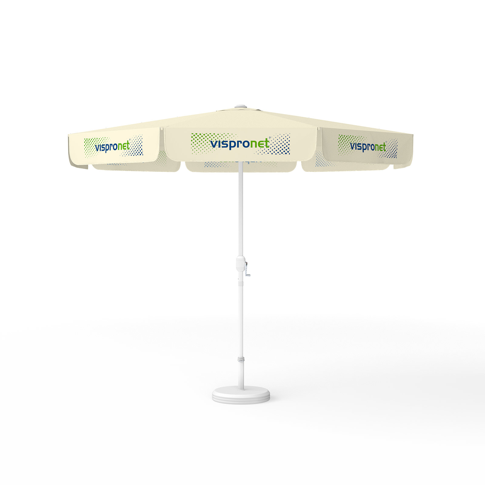 Parasol avec impression de logo, ø 300 cm, tous les 8 segments imprimés avec 1 motif