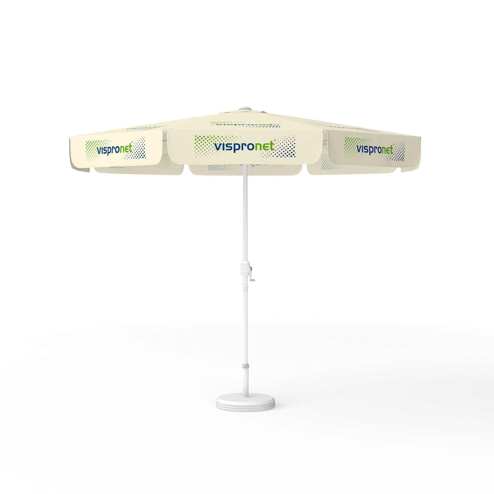 Parasol avec impression de logo, ø 300 cm, tous les 8 segments imprimés avec 1 motif