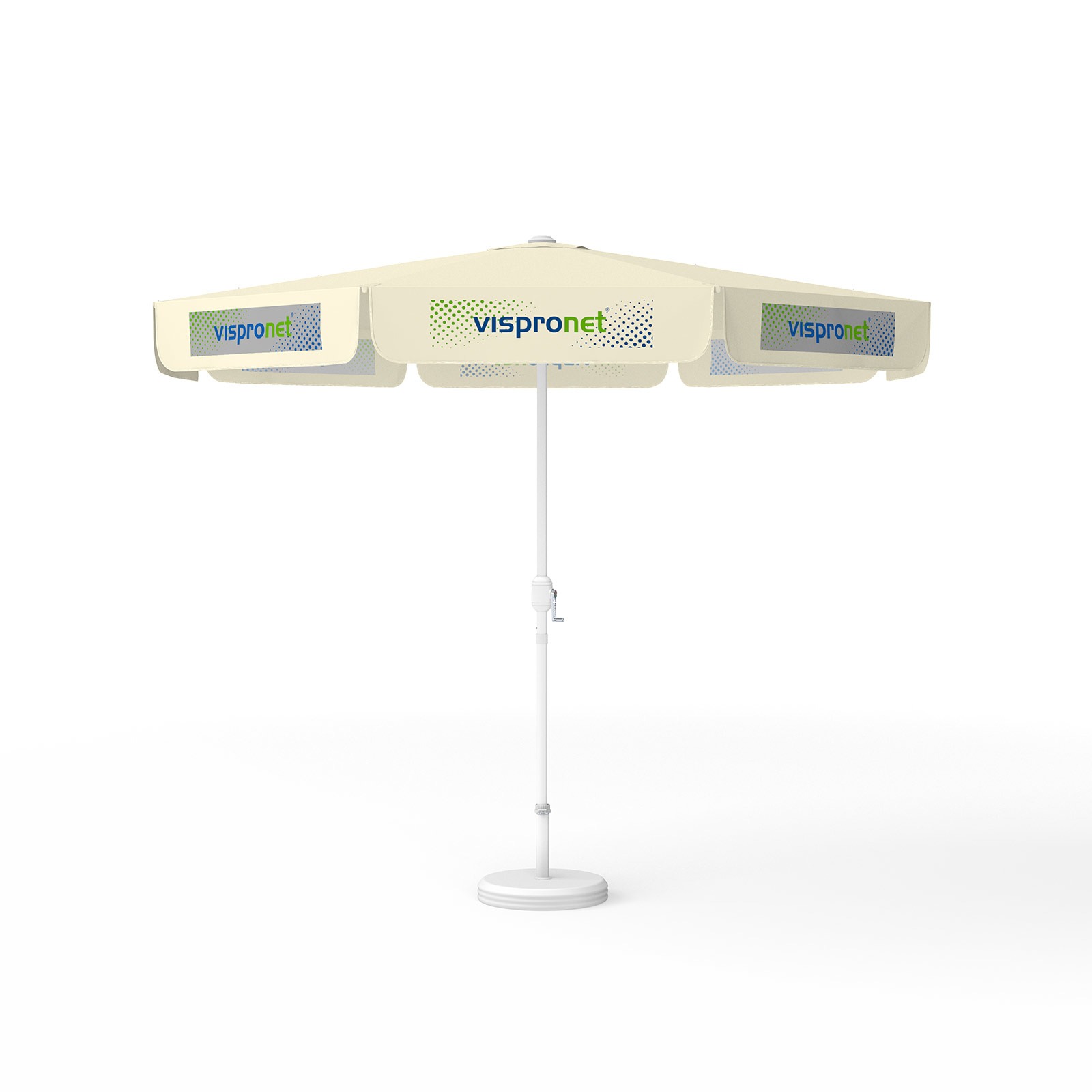 Parasol avec impression de logo, ø 300 cm, 8 volants imprimés en alternance avec 2 motifs