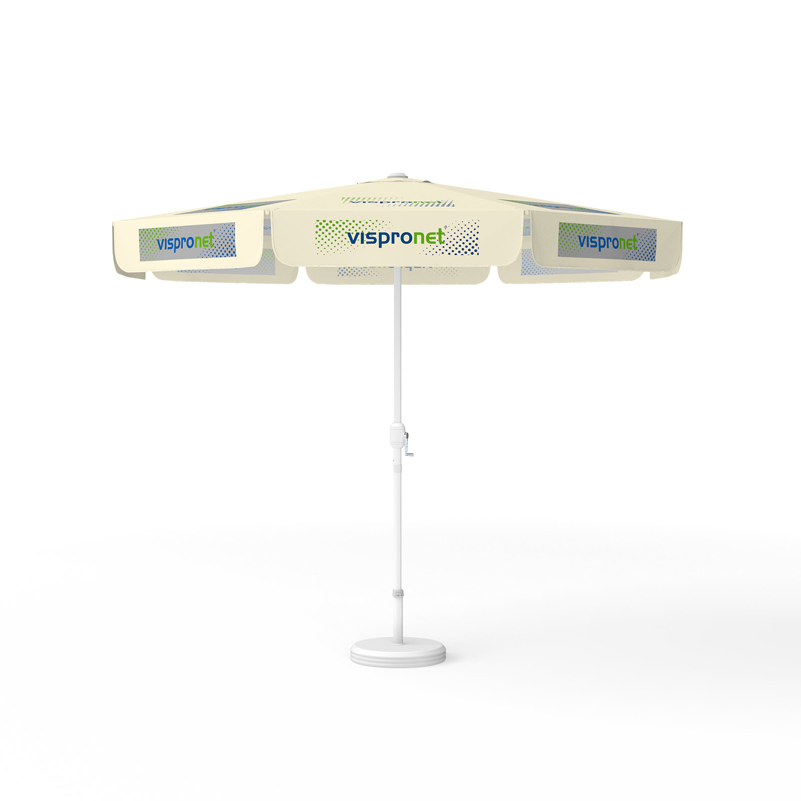 Parasol avec impression de logo, ø 300 cm, 8 segments imprimés en alternance avec 2 motifs