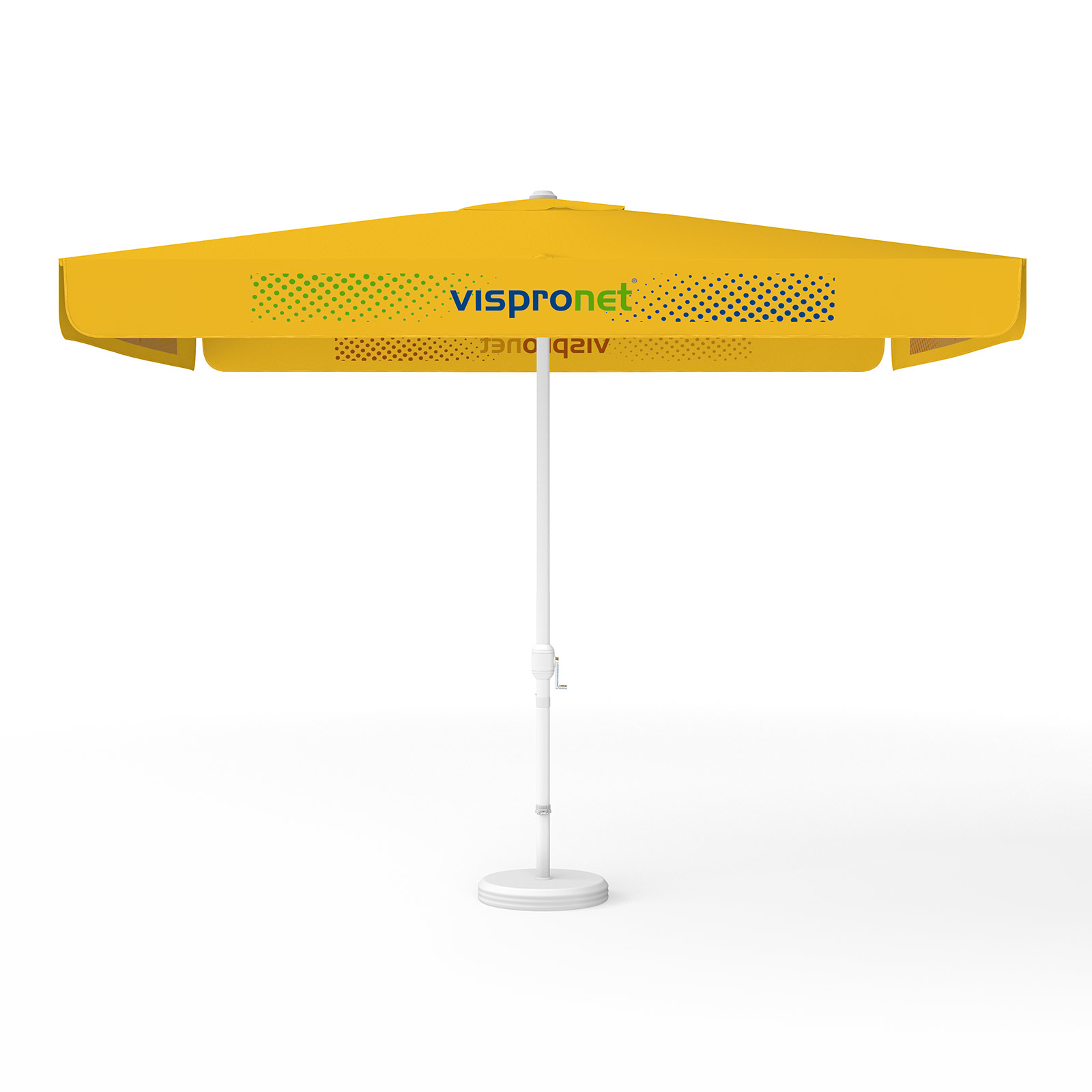 Parasol avec impression de logo, 300 x 300 cm, 4 volants imprimés en alternance avec 2 motifs