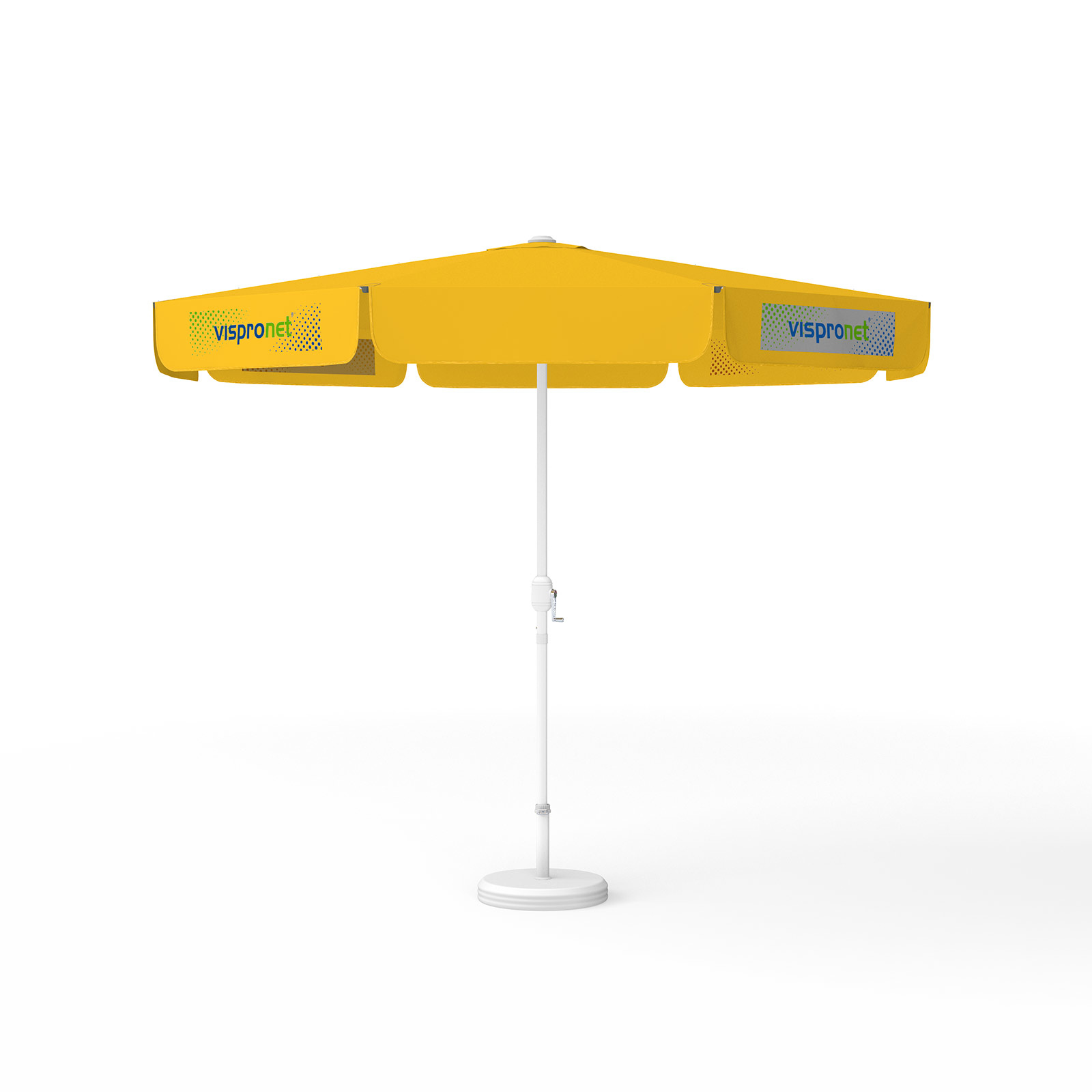Parasol avec impression de logo, ø 300 cm, 4 volants imprimés en alternance avec 2 motifs