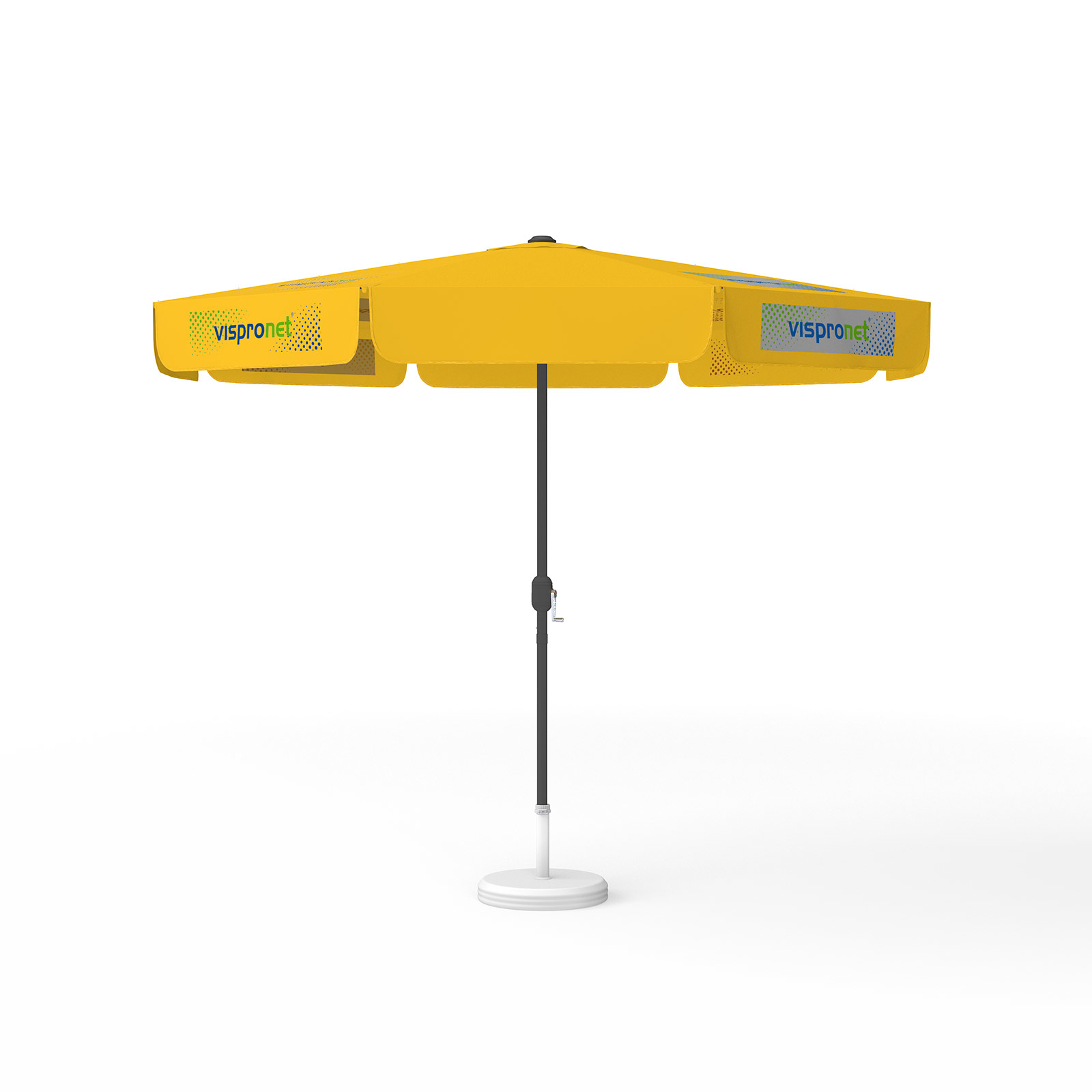Parasol avec impression de logo, ø 300 cm, 4 segments imprimés en alternance avec 2 motifs