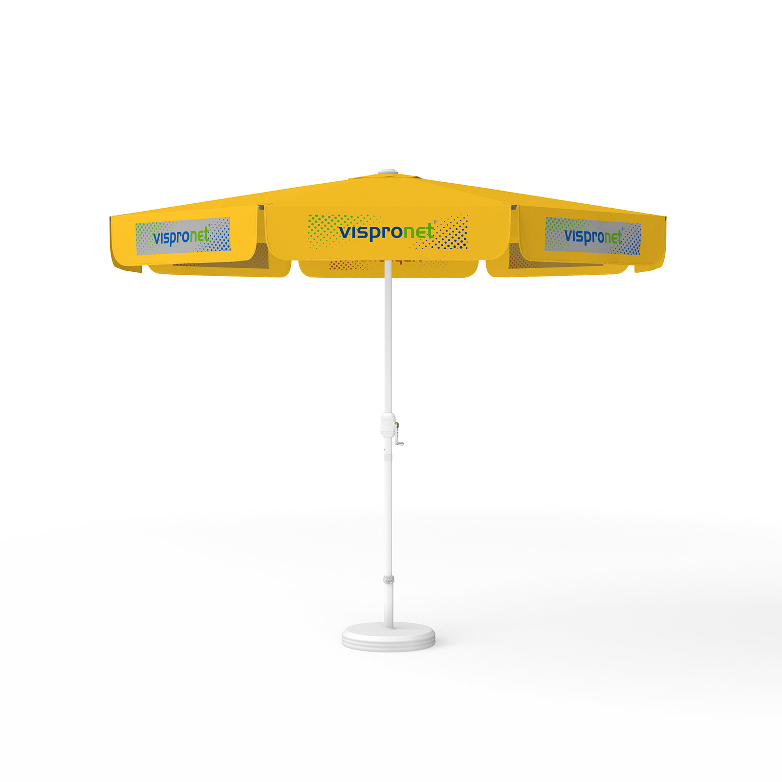 Parasol avec impression de logo, ø 300 cm, 8 volants imprimés en alternance avec 2 motifs
