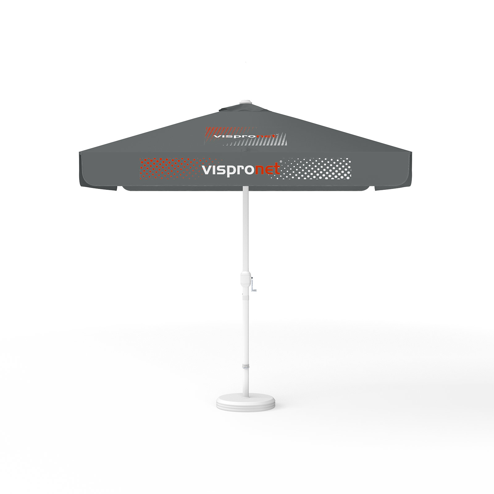 Parasol avec impression de logo, 250 x 250 cm, 4 segments imprimés en alternance avec 2 motifs