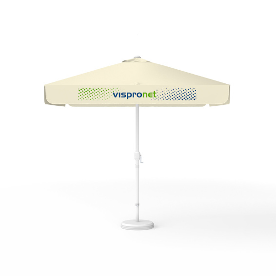 Parasol avec impression de logo, 250 x 250 cm, tous les 4 volants imprimés avec 1 motif
