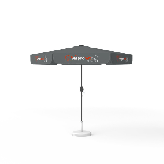 Parasol avec impression de logo, ø 250 cm, tous les 6 volants imprimés avec 1 motif