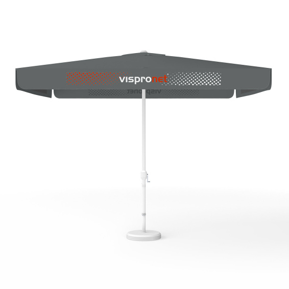 Parasol avec impression de logo, 300 x 300 cm, 4 volants imprimés en alternance avec 2 motifs