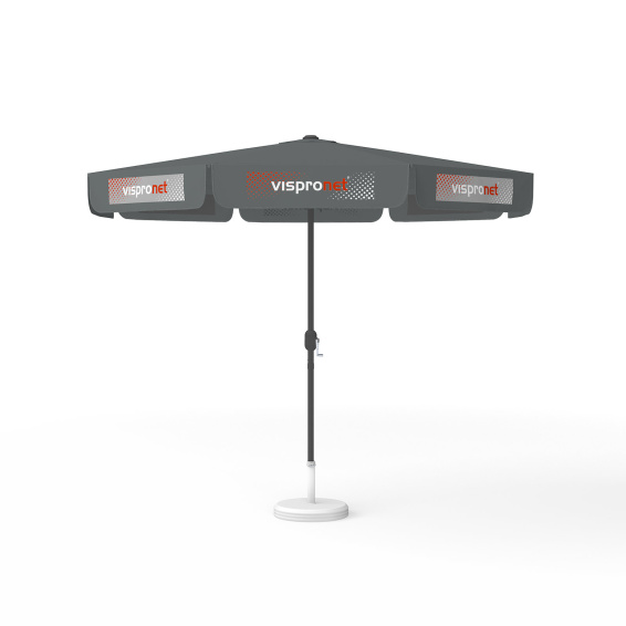 Parasol avec impression de logo, ø 300 cm, 8 volants imprimés en alternance avec 2 motifs