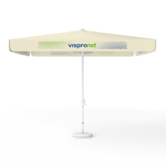 Parasol avec impression de logo, 300 x 300 cm, 4 volants imprimés en alternance avec 2 motifs