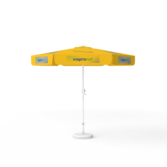 Parasol avec impression de logo, ø 250 cm, 6 segments imprimés en alternance avec 2 motifs