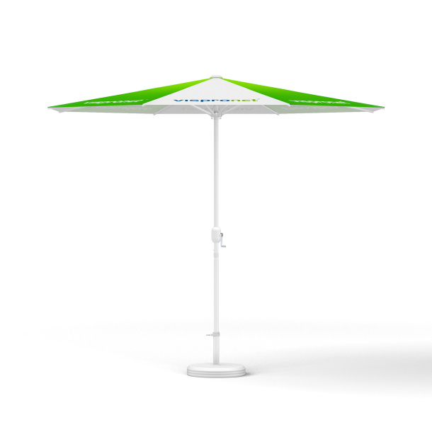 Petit parasol avec manivelle, ø 300 cm, sans volant, structure blanche