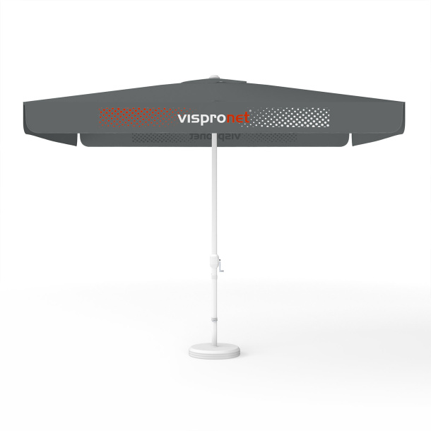 Parasol avec impression de logo, 300 x 300 cm, 2 volants imprimés