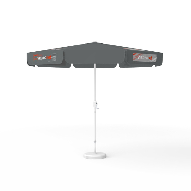 Parasol avec impression de logo, ø 300 cm, 4 segments imprimés en alternance avec 2 motifs