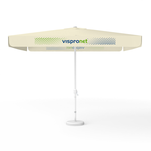 Parasol avec impression de logo, 300 x 300 cm, 2 volants imprimés