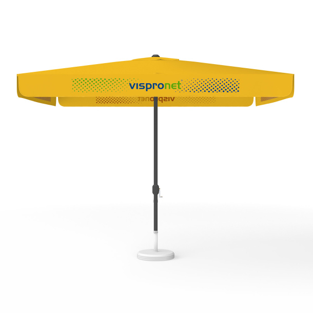 Parasol avec impression de logo, 300 x 300 cm, 4 volants imprimés en alternance avec 2 motifs