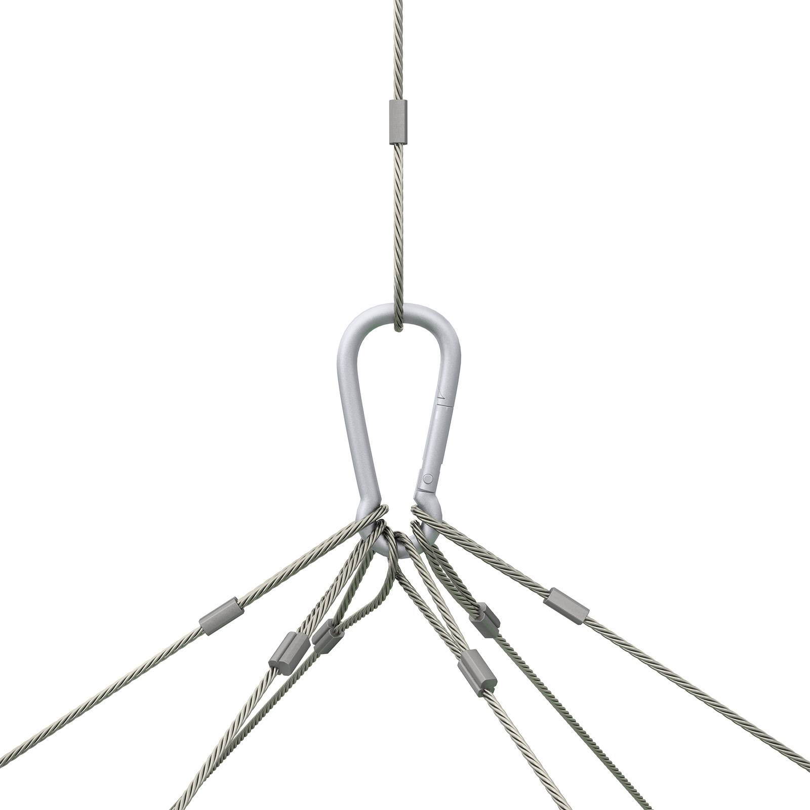 Suspension à 1 point par mousqueton, avec câbles d'acier haut de gamme