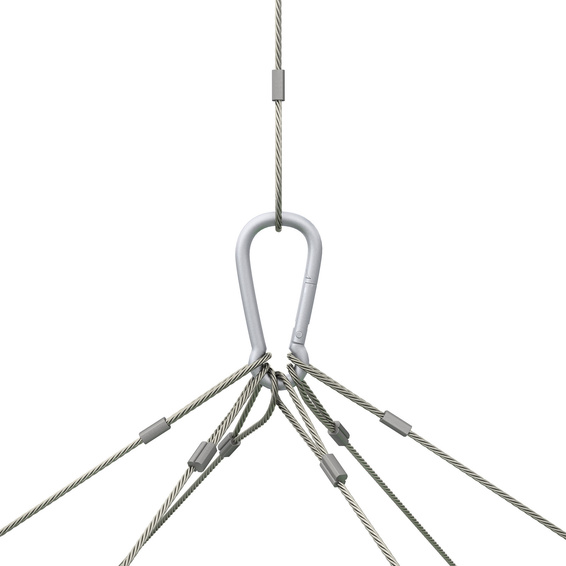 Suspension à 1 point par mousqueton, avec câbles d'acier haut de gamme