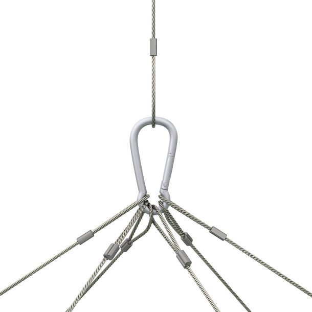 Suspension à 1 point par mousqueton, avec câbles d'acier haut de gamme