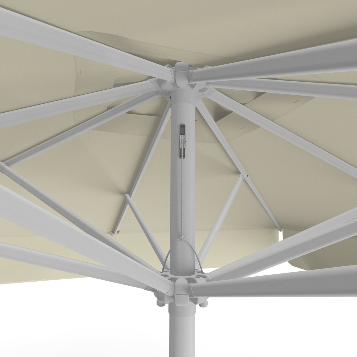 Parasol beige, 250 x 250 cm, détail du cordon de tirage