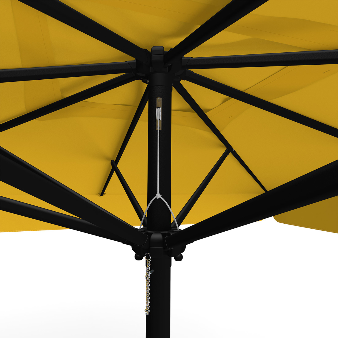 Parasol orange, 300 x 300 cm, détail du cordon de tirage