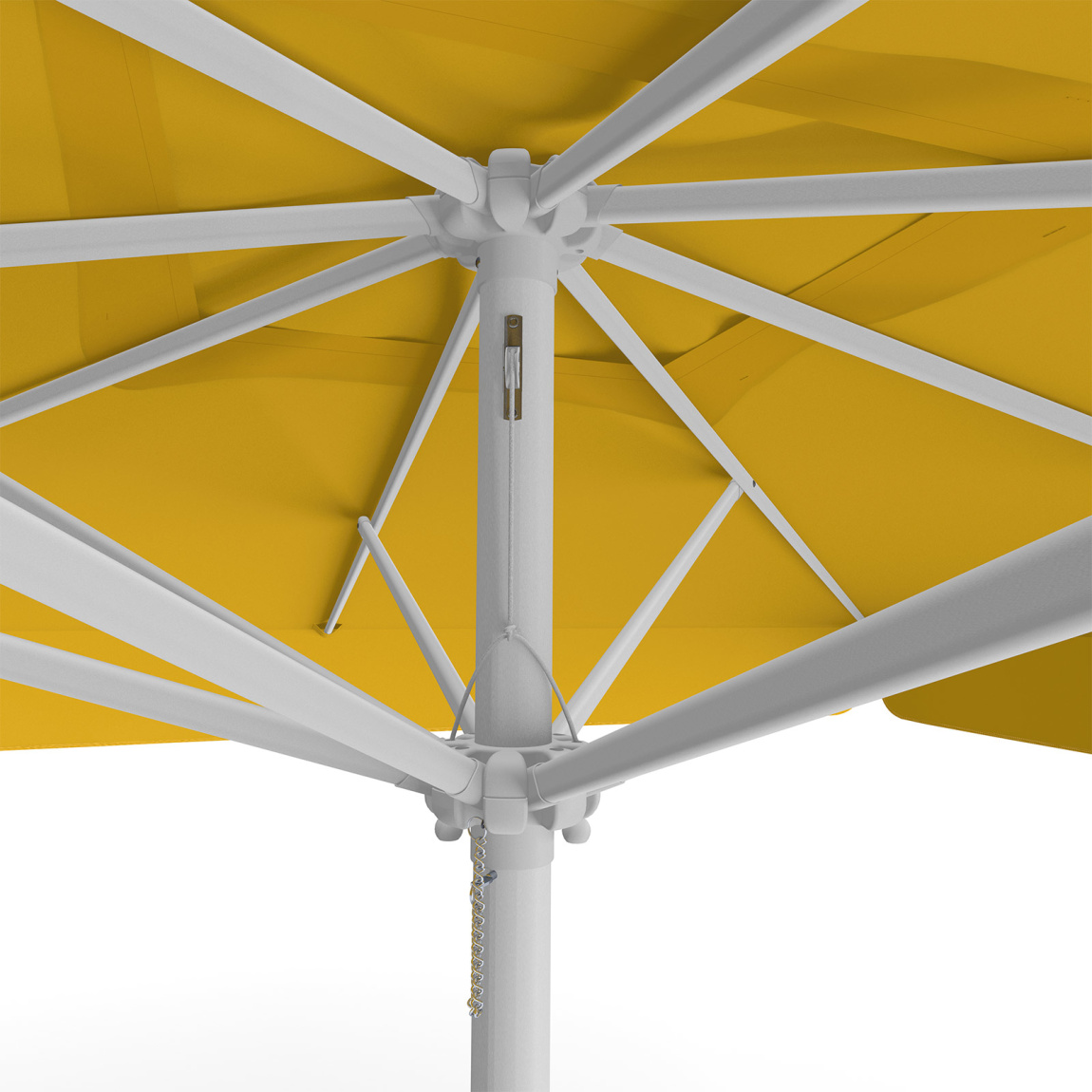 Parasol orange, 300 x 300 cm, détail du cordon de tirage