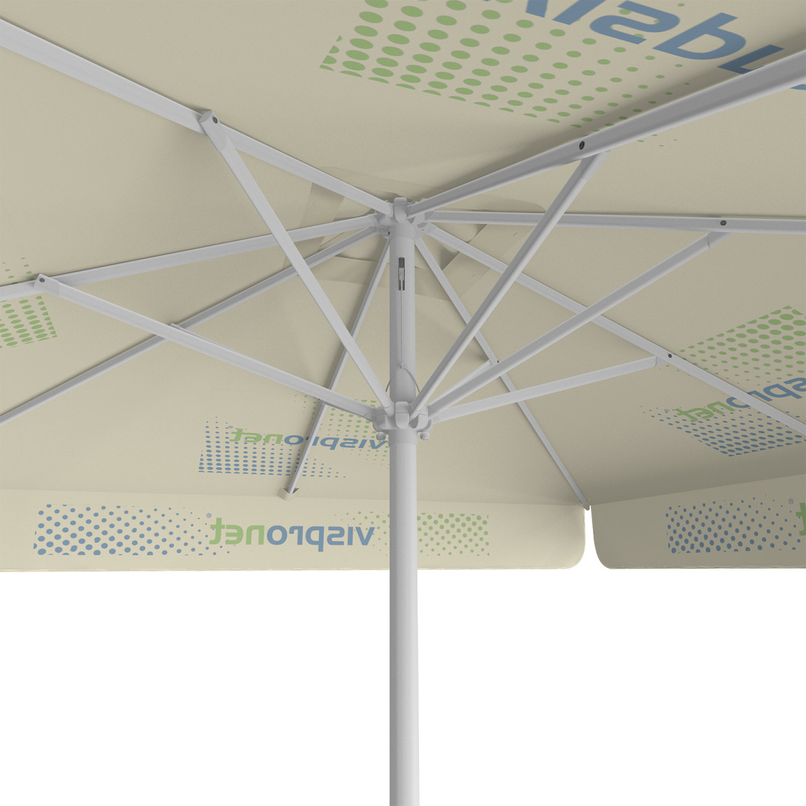 Parasol avec impression de logo, 250 x 250 cm, vue de dessous