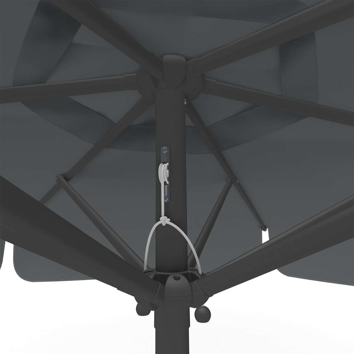 Parasol anthracite, ø 250 cm, détail du cordon de tirage