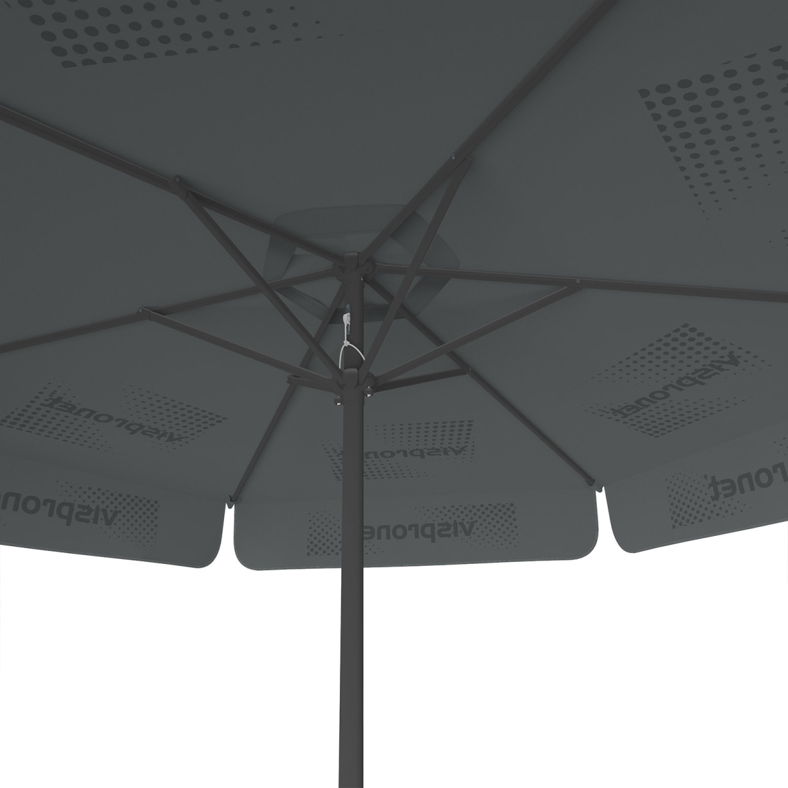 Parasol avec impression de logo, ø 250 cm, vue du dessous
