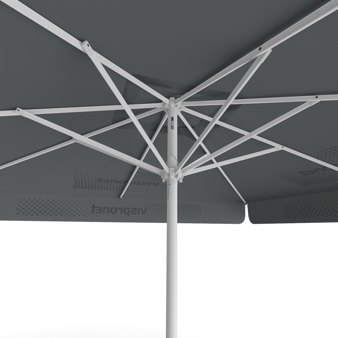 Parasol avec impression de logo, 300 x 300 cm, vue de dessous