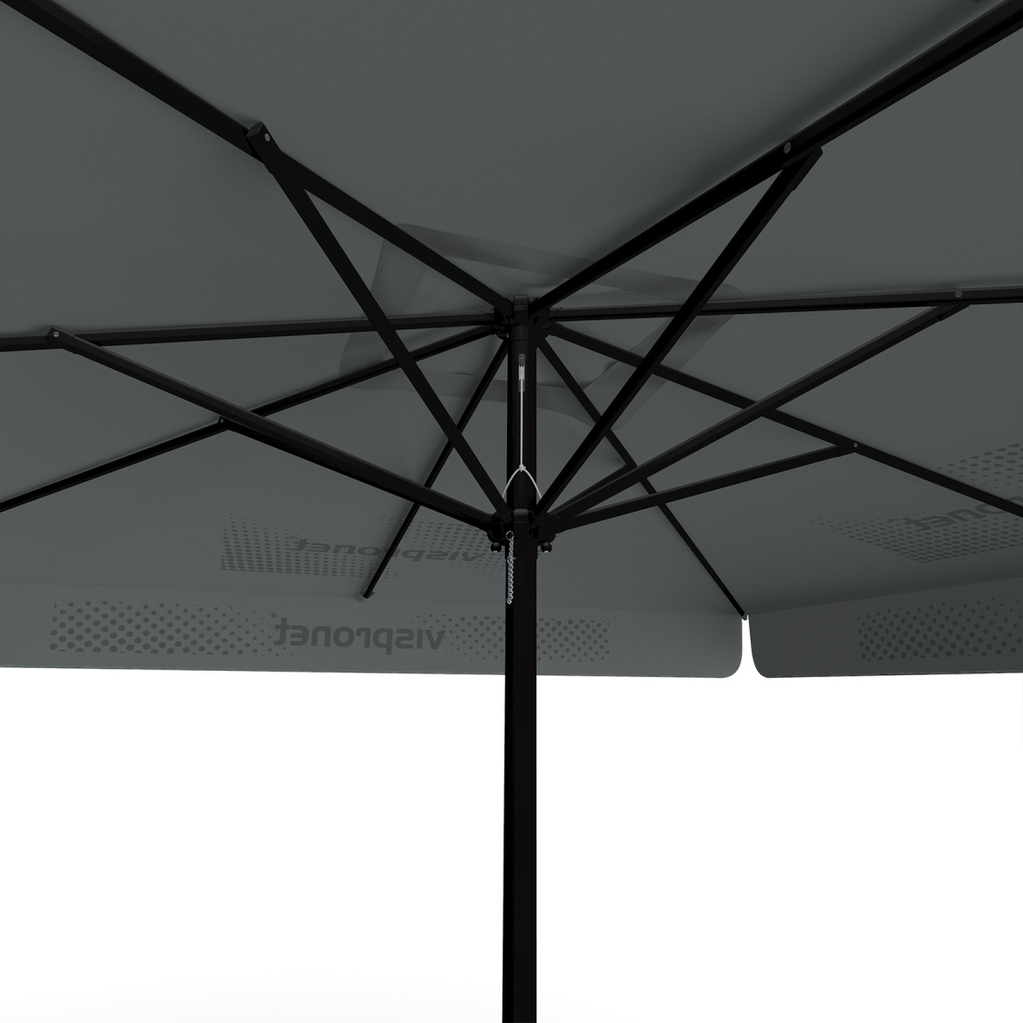 Parasol avec impression de logo, 300 x 300 cm, vue de dessous