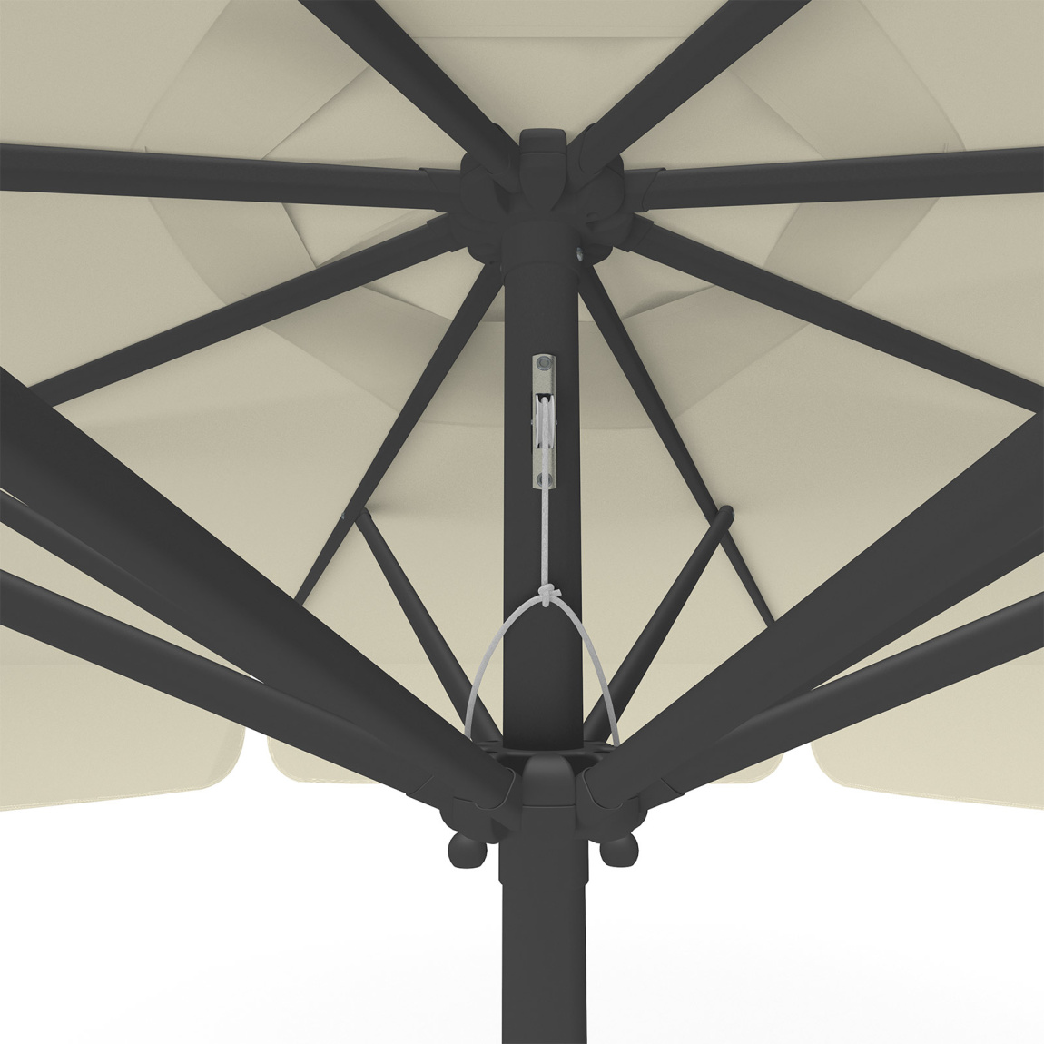 Parasol beige, ø 300 cm, détail du cordon de serrage