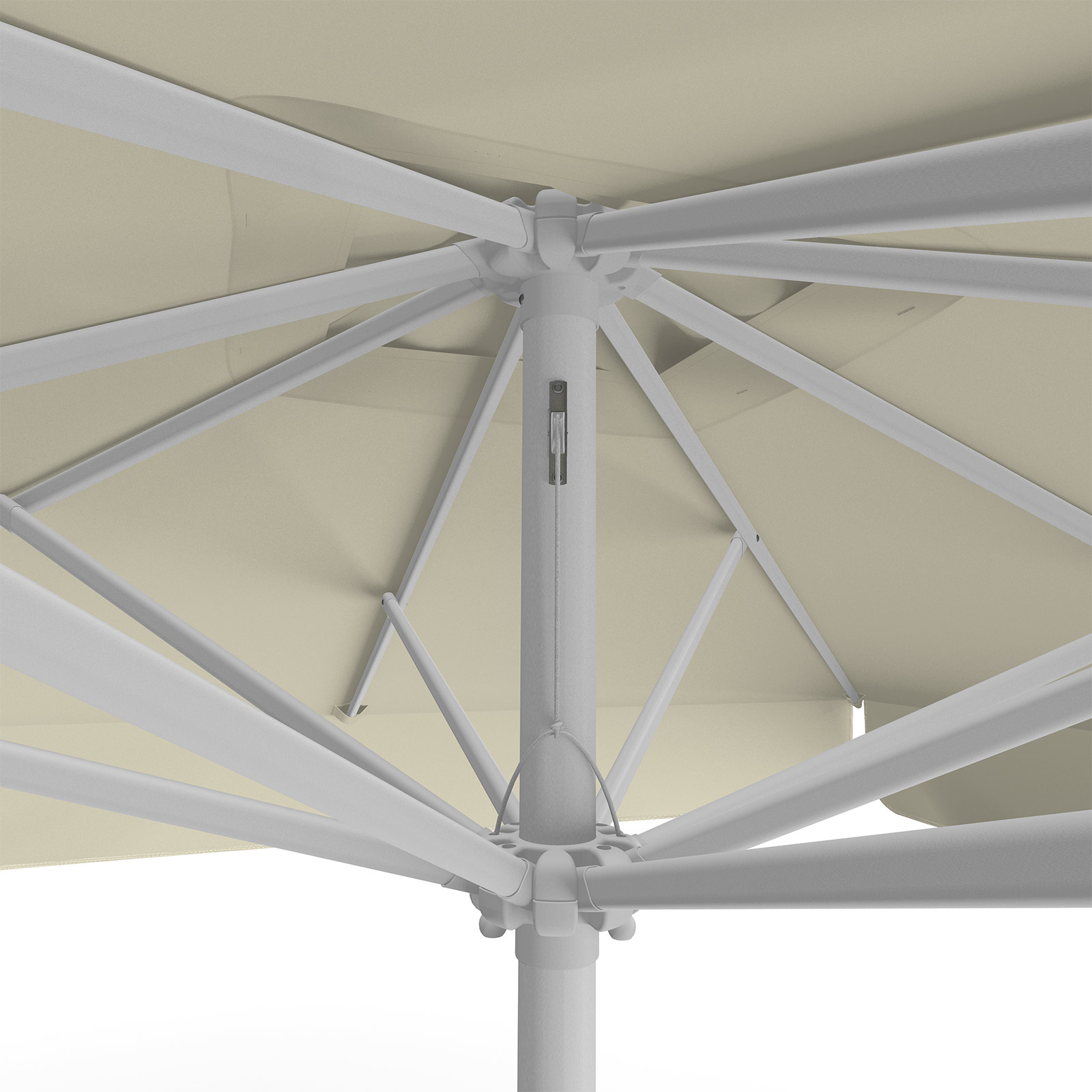 Parasol beige, 250 x 250 cm, détail du cordon de tirage