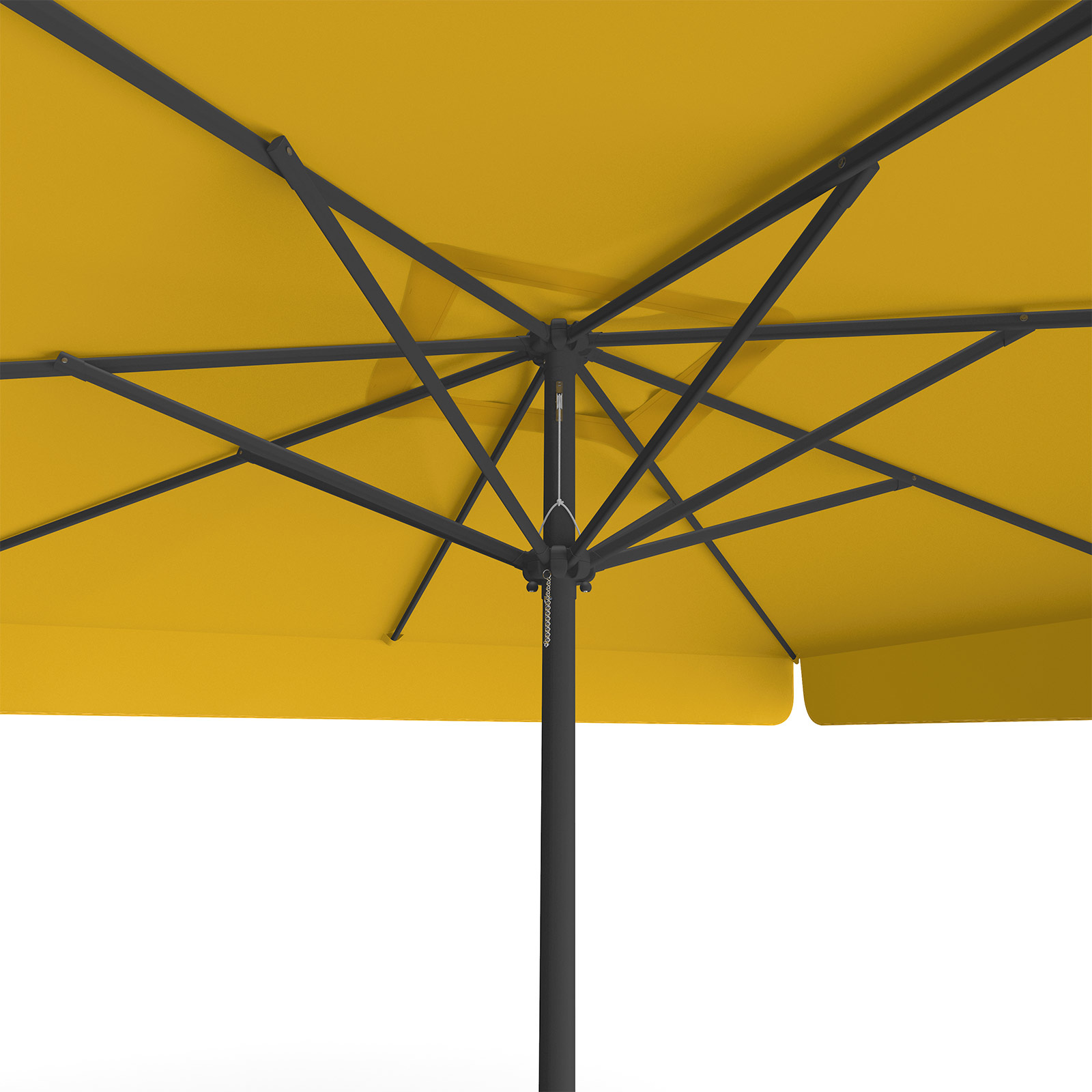 Parasol orange, 300 x 300 cm, vue de dessous