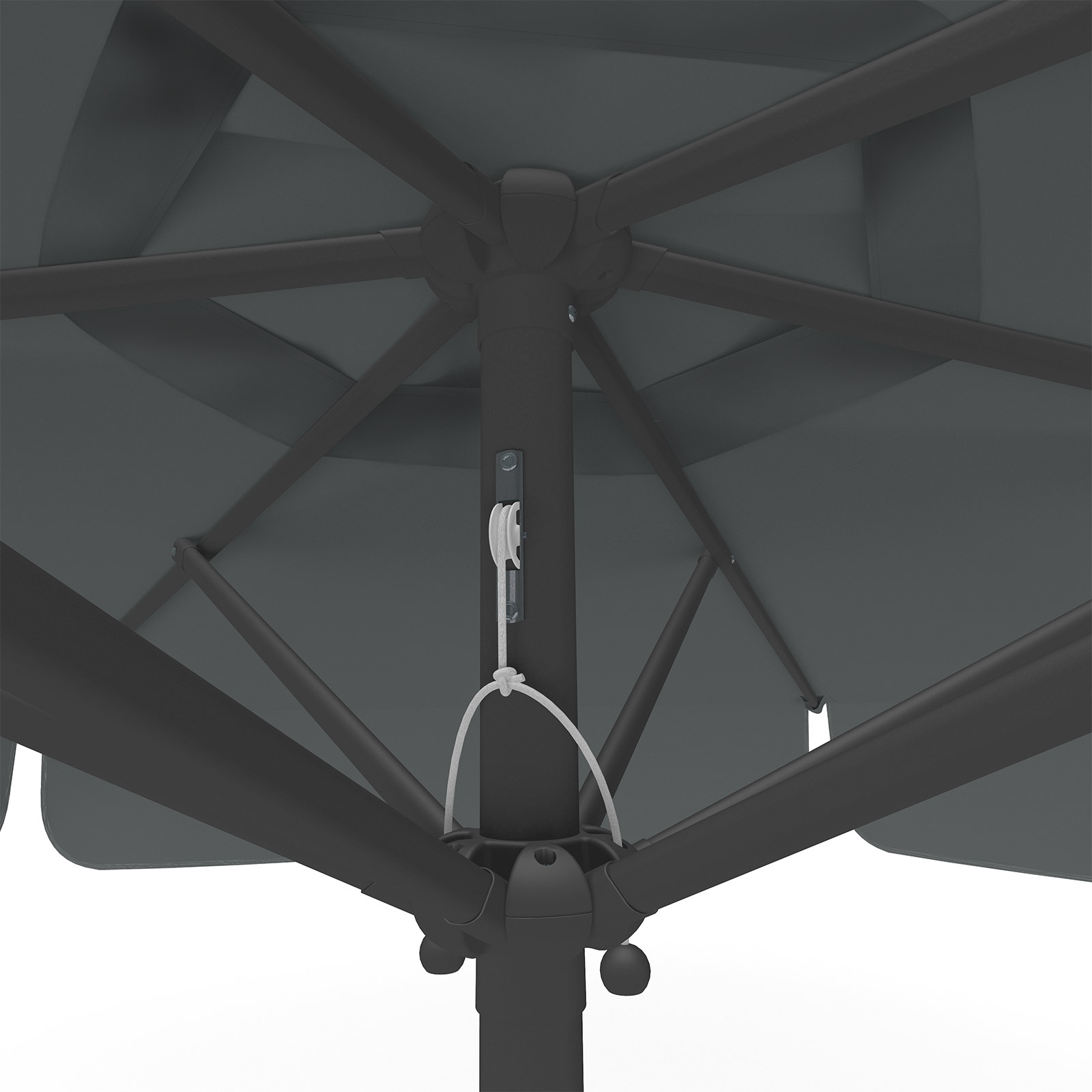Parasol anthracite, ø 250 cm, détail du cordon de tirage
