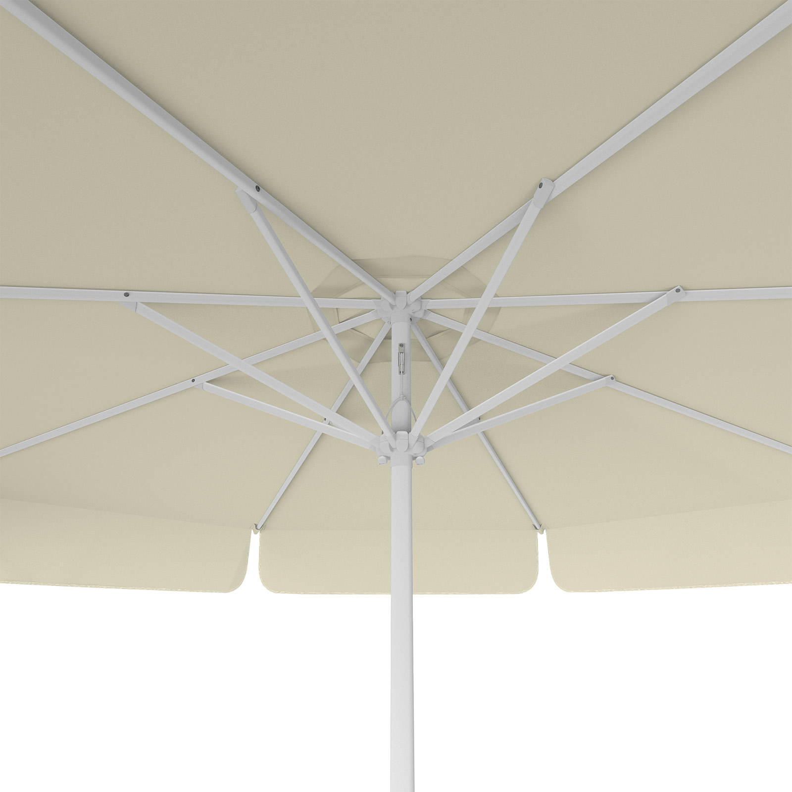 Parasol beige, ø 300 cm, vue de dessous
