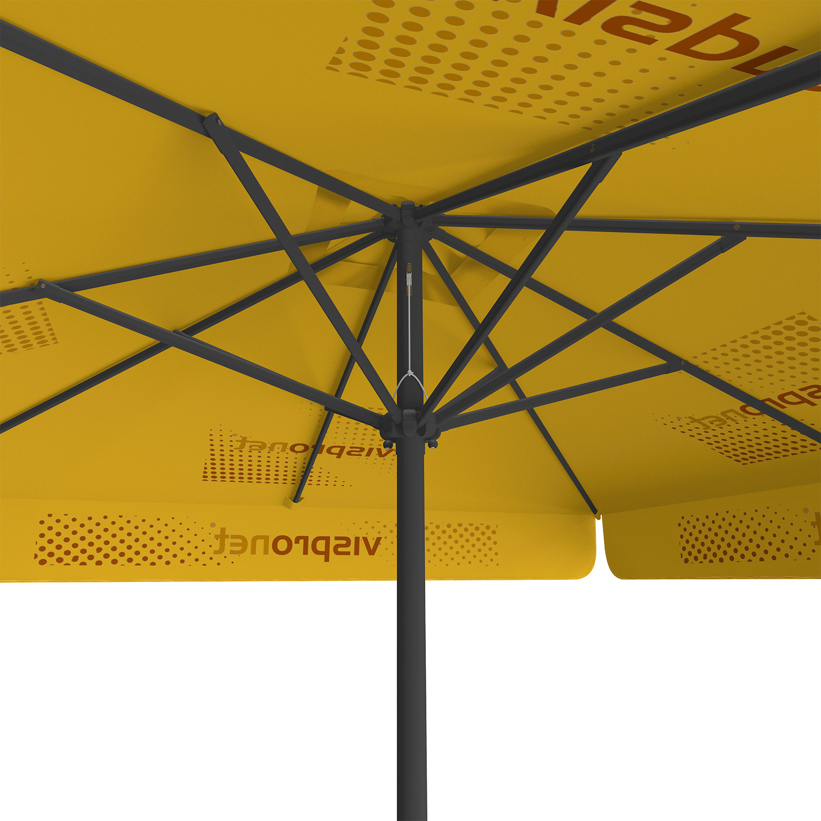 Parasol avec impression de logo, 250 x 250 cm, vue de dessous