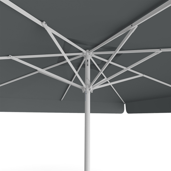 Parasol anthracite, 300 x 300 cm, vue de dessous