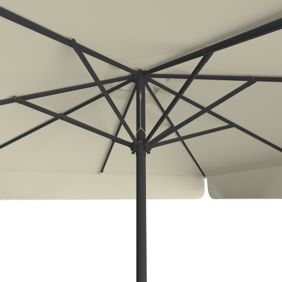 Parasol beige, 250 x 250 cm, vue de dessous