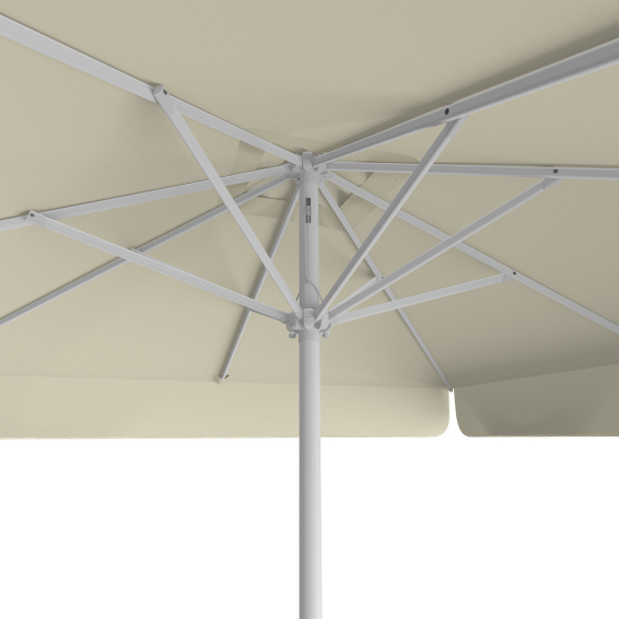 Parasol beige, 250 x 250 cm, vue de dessous