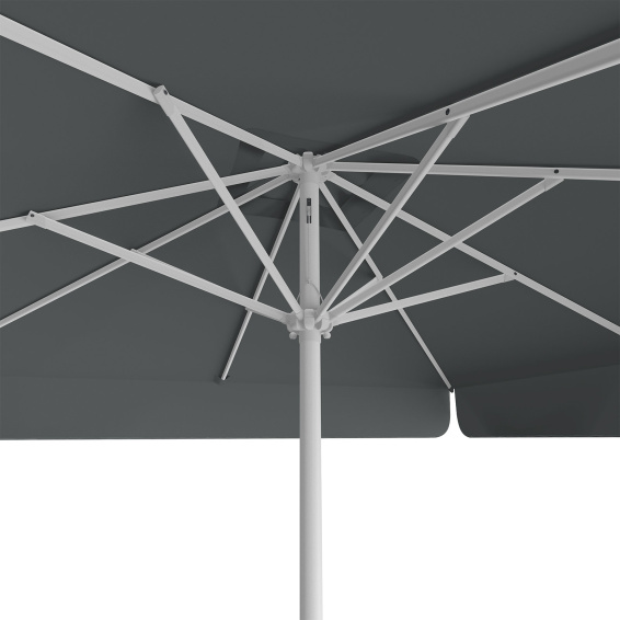 Parasol anthracite, 250 x 250 cm, vue de dessous