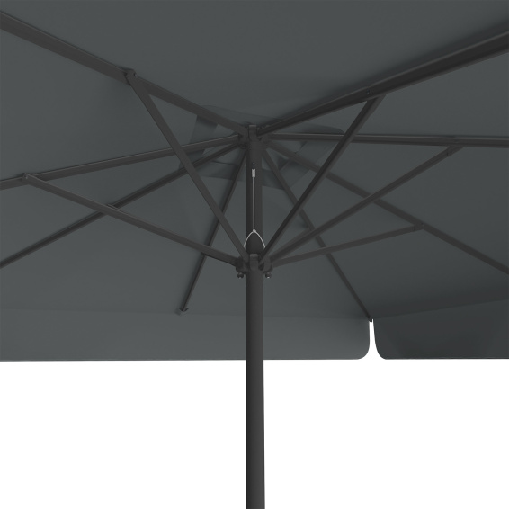 Parasol anthracite, 250 x 250 cm, vue de dessous