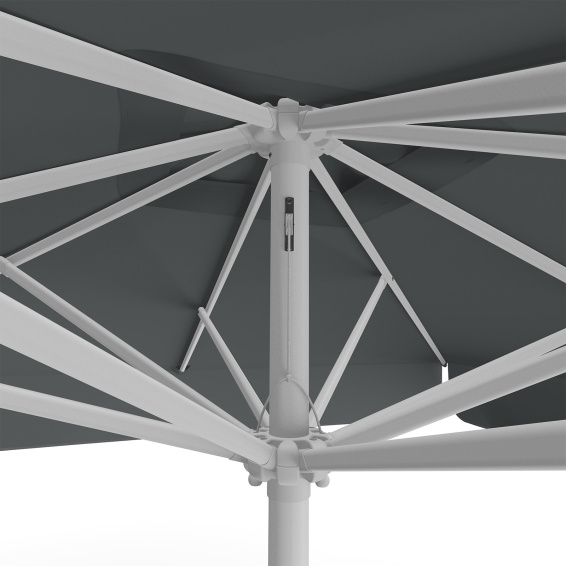 Parasol anthracite, 250 x 250 cm, détail du cordon de tirage