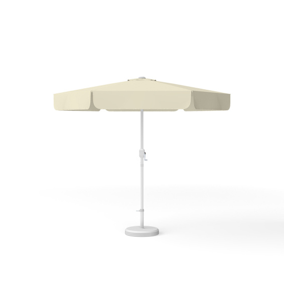 Parasol rond beige uni, ø 250 cm, avec manivelle